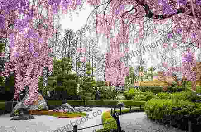A Tranquil Japanese Garden With Blooming Cherry Trees And A Traditional Tea House Songs In The Garden: Poetry And Gardens In Ancient Japan